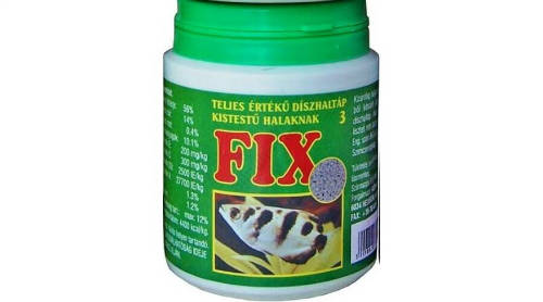 Fix 3 - teljesértékű díszhaltáp (zöld) kistestű halak részére (200ml)