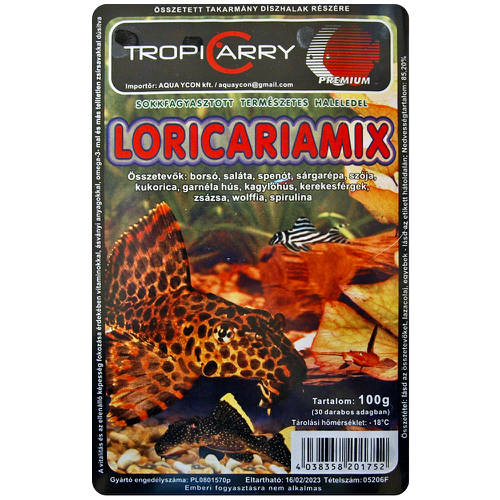 Fagyasztott TropiCarry Loricariamix - díszhalak részére (100g/30 adag)