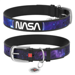 WAU DOG WAUDOG collar NASA21 - bőr nyakörv (QR kódos