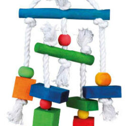 Trixie - Trixie Wooden Toy on a Rope - Fajáték kötéllel nagypapagájok részére (24cm)