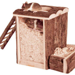 Trixie - Trixie Play and Burrow Tower - odú (natur fából) egerek és törpe hörcsögök részére (20x20x16cm)