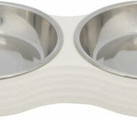 Trixie - Trixie Bowl Set Stainless Steel - Melamin/rozsdamentes tál (fehér) kutyák és macskák részére (2x0