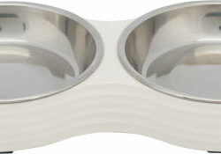 Trixie - Trixie Bowl Set Stainless Steel - Melamin/rozsdamentes tál (fehér) kutyák és macskák részére (2x0