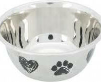 Trixie - Trixie Stainless Steel Bowl - fém tál (szürke/fekete) kutyák részére (0