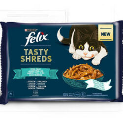 Mars-Nestlé - Felix Tasty Shreds (halas válogatás - szószban) alutasakos - macskák részére (4x80g)