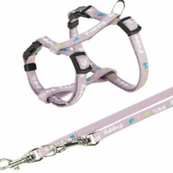 Trixie - Trixie Junior Puppy H-Harness with Leash - hám és póráz szett (világos lila) 23-34cm/8mm