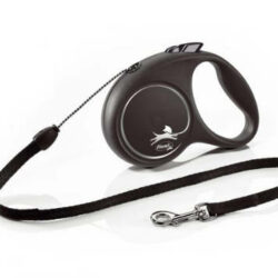 Flexi - Flexi Black Design "S" (fekete) - zsinóros automata póráz (5m)