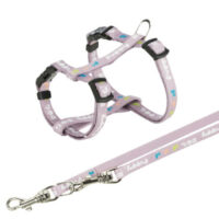 Trixie - Trixie Junior Puppy H-Harness with Leash - hám és póráz szett (világos lila) M-L (27-45cm/10mm)2m