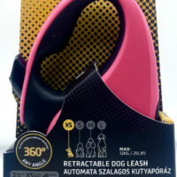 JULIUS-K9 - JK9 Retractable Dog Leash -  automata szalagos póráz (pink-fekete) kutyák részére (XS) 3 méter