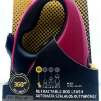 JULIUS-K9 - JK9 Retractable Dog Leash -  automata szalagos póráz (piros-fekete) kutyák részére (XS) 3 méter