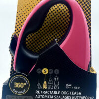 JULIUS-K9 - JK9 Retractable Dog Leash -  automata szalagos póráz (pink-fekete) kutyák részére (S) 5 méter